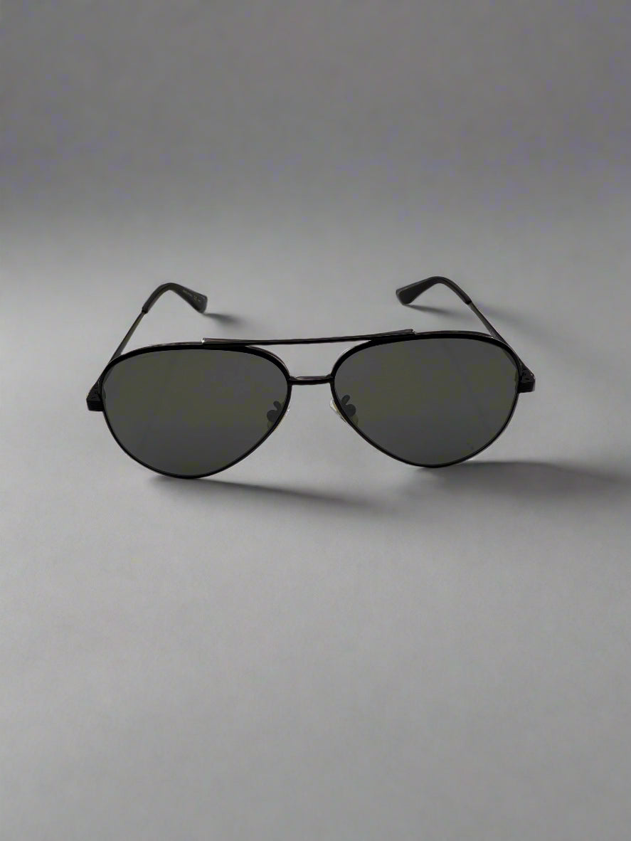 Yves Saint Laurent Black Metal Aviator Sunglasses