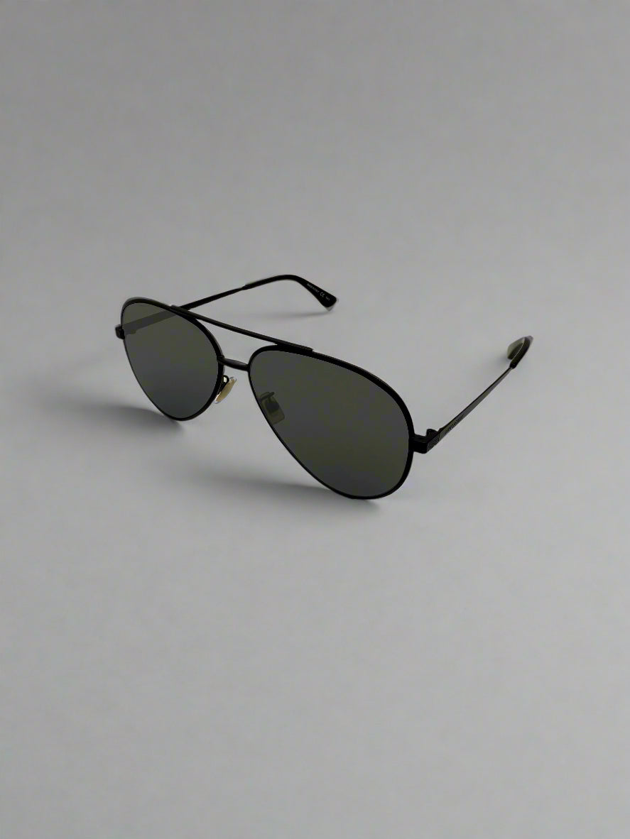 Yves Saint Laurent Black Metal Aviator Sunglasses