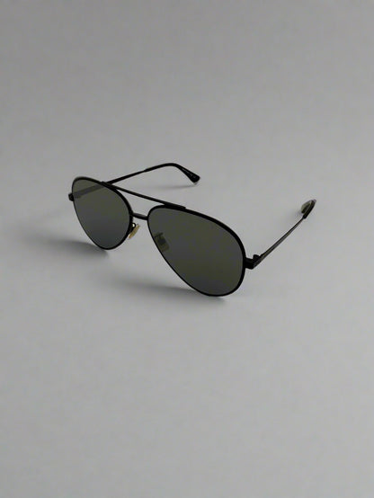 Yves Saint Laurent Black Metal Aviator Sunglasses