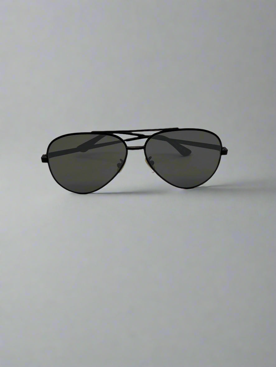 Yves Saint Laurent Black Metal Aviator Sunglasses