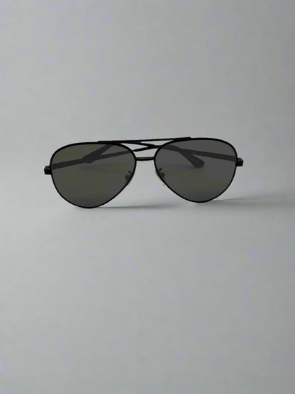 Yves Saint Laurent Black Metal Aviator Sunglasses