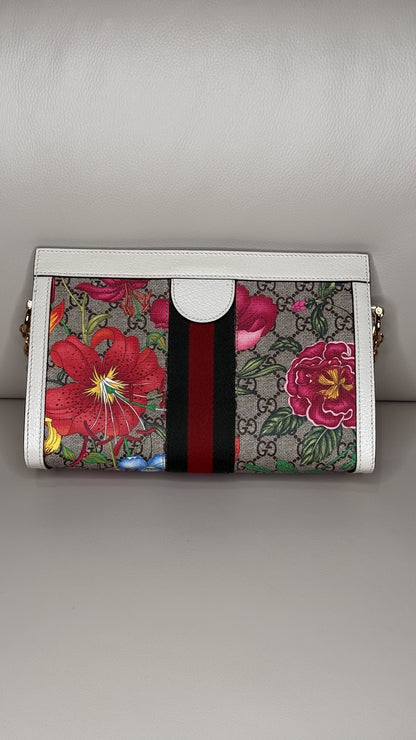 Gucci Ophidia GG Supreme Flora Chain Shoulder Bag