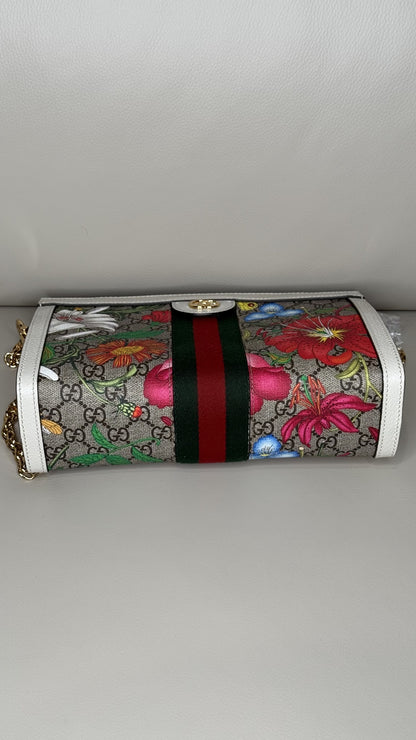 Gucci Ophidia GG Supreme Flora Chain Shoulder Bag