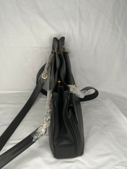 Chanel Vintage Caviar Leather Shoulder Bag with Gold CC Logo