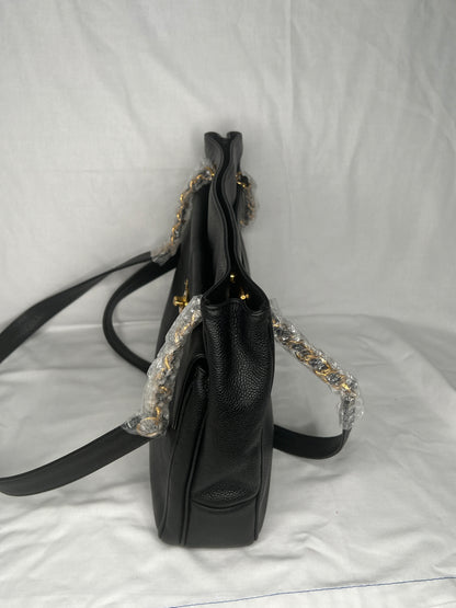 Chanel Vintage Caviar Leather Shoulder Bag with Gold CC Logo