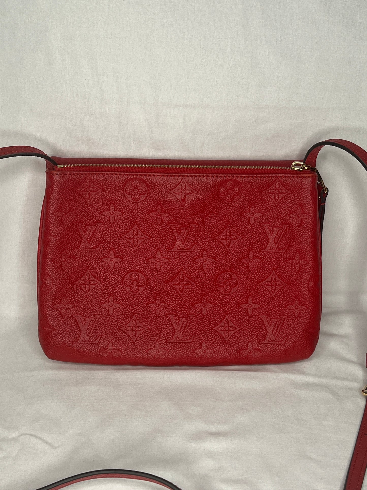 Louis Vuitton Monogram Empreinte Twice Crossbody Bag in Red Leather