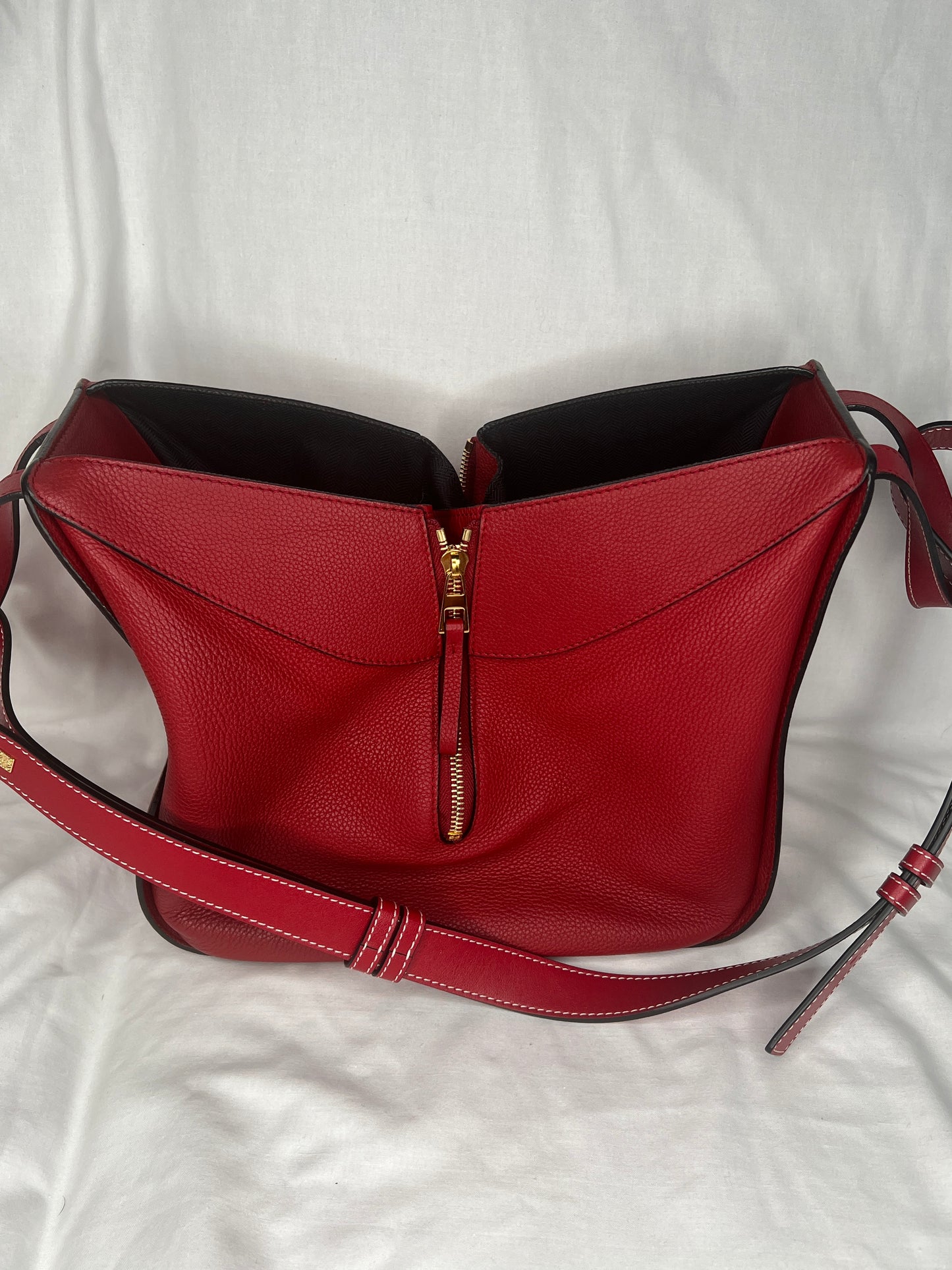 Loewe Hammock Bag in Red Grained Leather