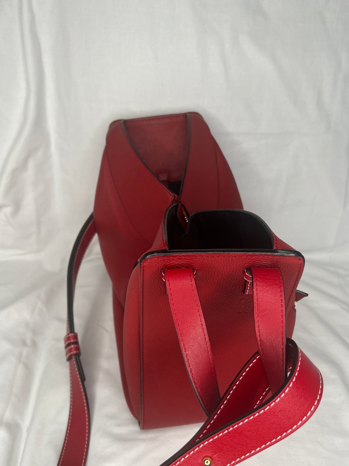 Loewe Hammock Bag in Red Grained Leather