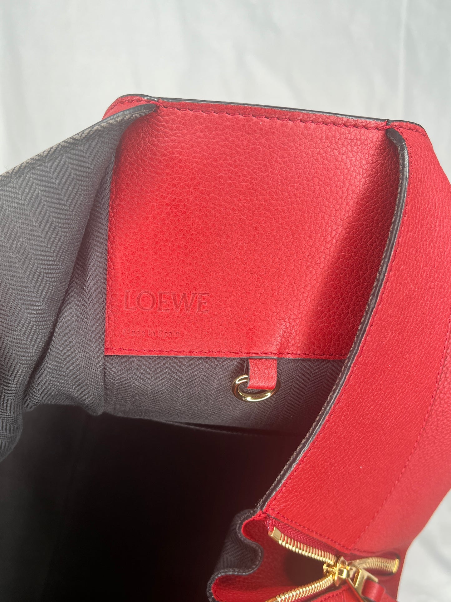 Loewe Hammock Bag in Red Grained Leather