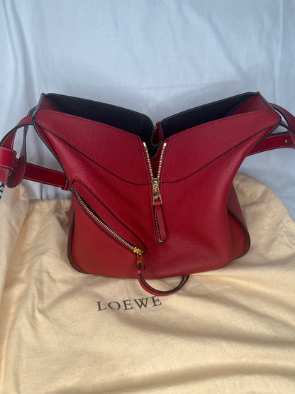Loewe Hammock Bag in Red Grained Leather