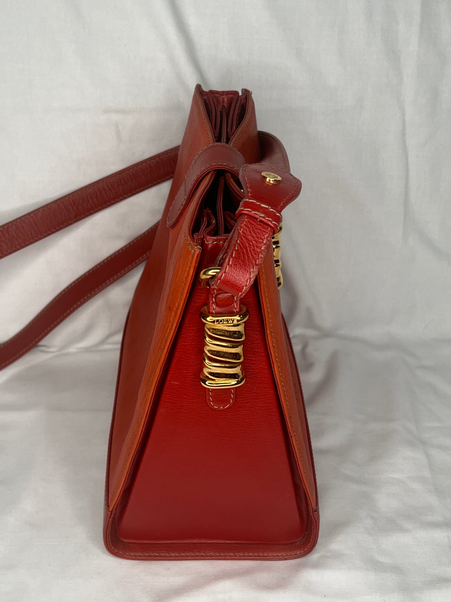 Loewe Velazquez Shoulder Bag in Orange and Red Leather
