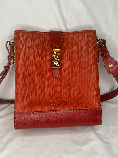 Loewe Velazquez Shoulder Bag in Orange and Red Leather