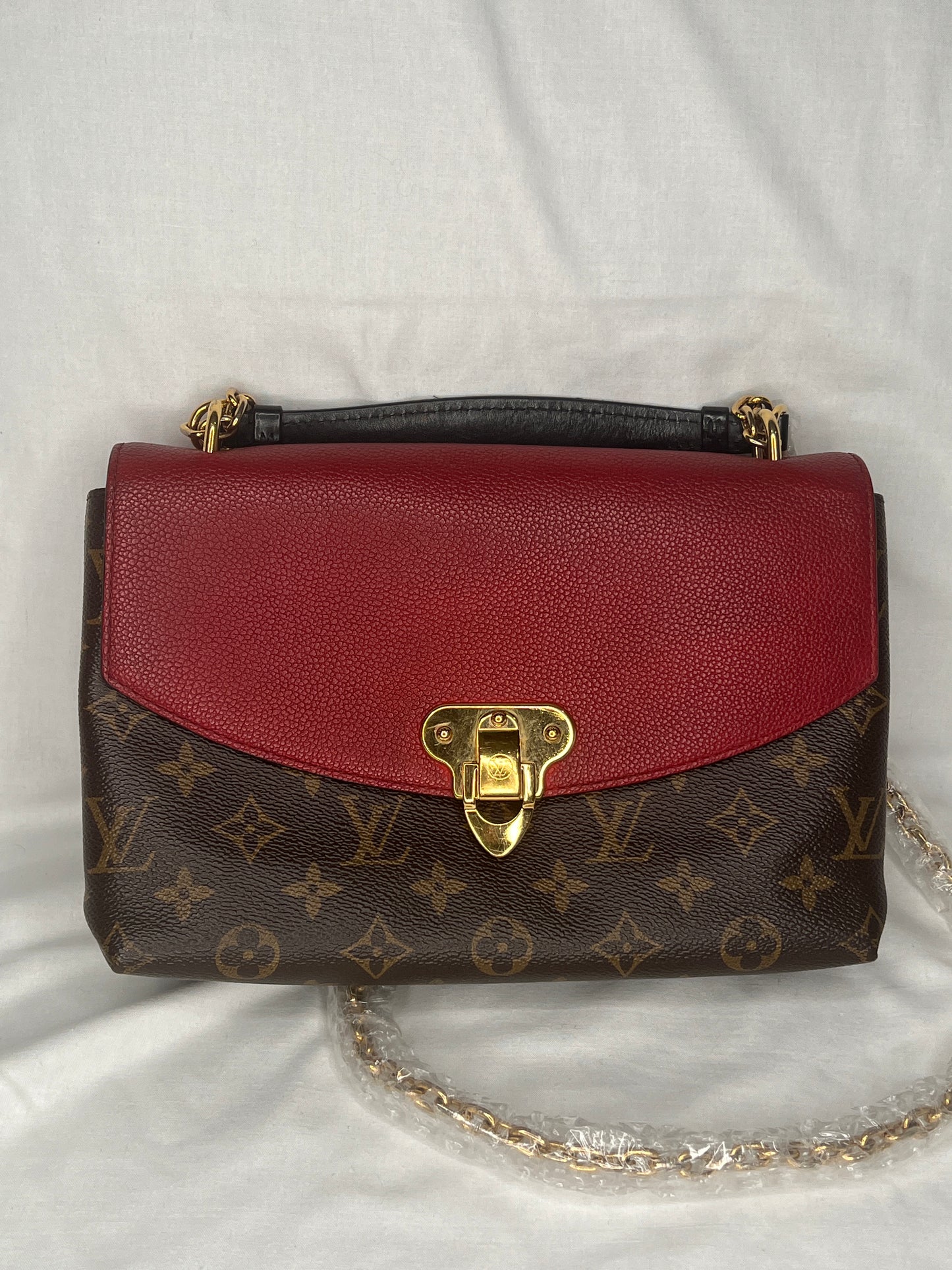 Louis Vuitton Saint Placide Monogram Canvas and Red Taurillon Leather Shoulder Bag