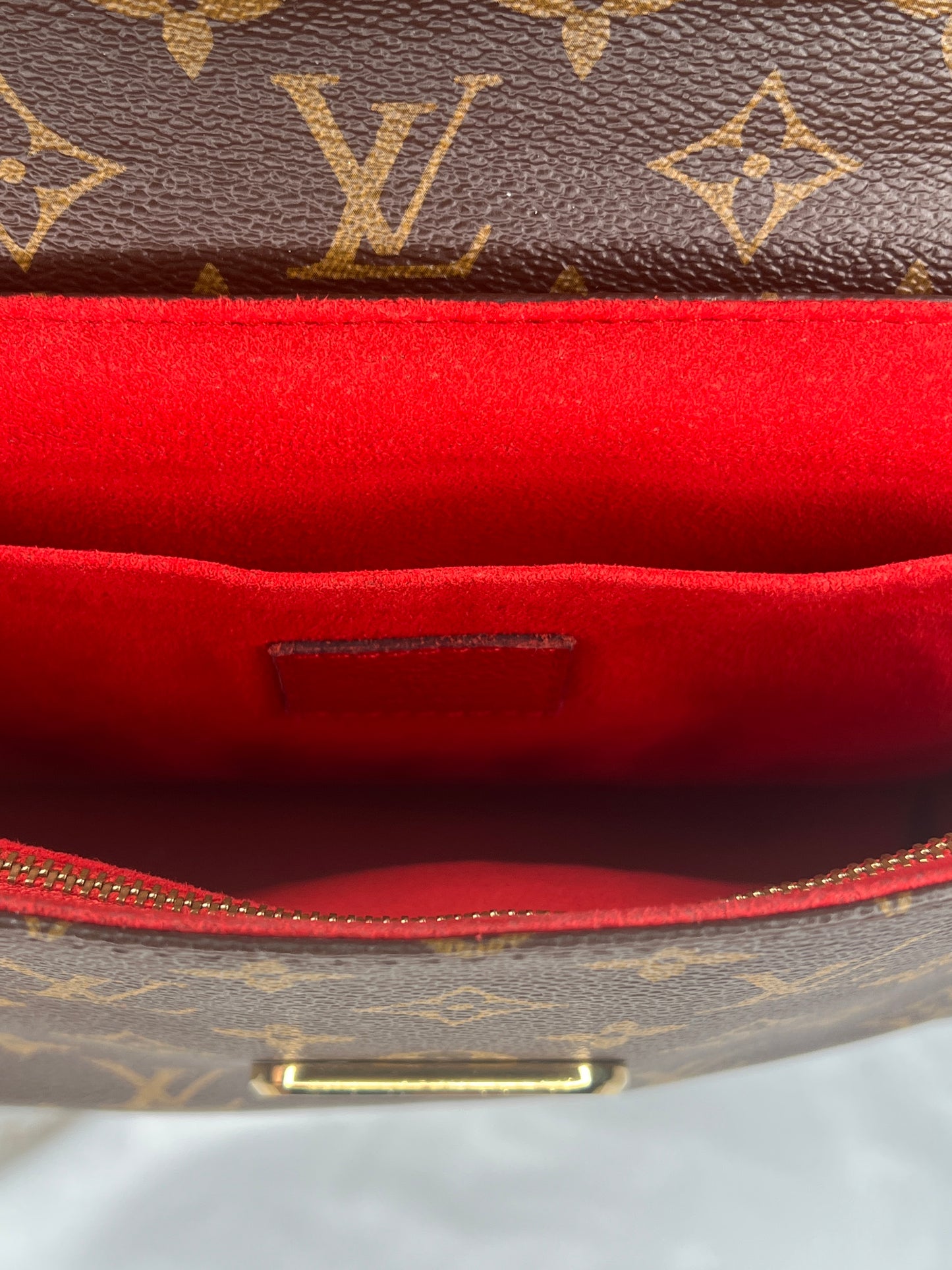Louis Vuitton Saint Placide Monogram Canvas and Red Taurillon Leather Shoulder Bag