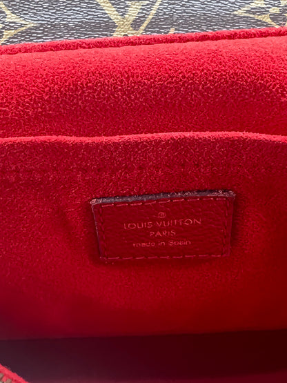 Louis Vuitton Saint Placide Monogram Canvas and Red Taurillon Leather Shoulder Bag