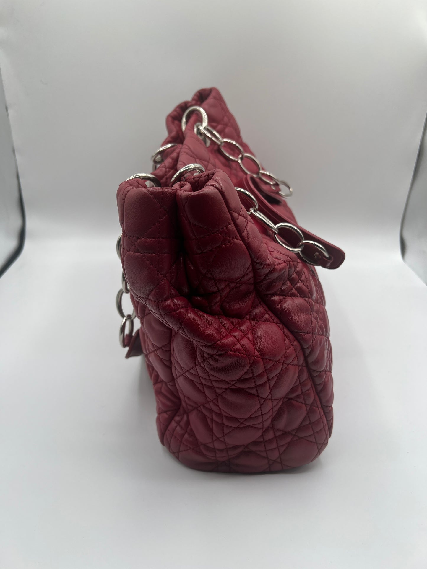 Christian Dior Cannage Soft Lambskin Shoulder Bag in Red