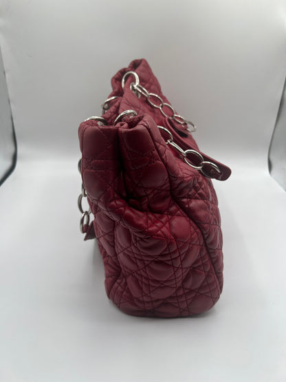 Christian Dior Cannage Soft Lambskin Shoulder Bag in Red