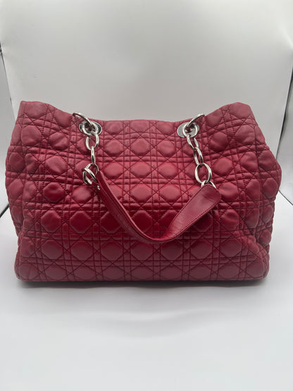 Christian Dior Cannage Soft Lambskin Shoulder Bag in Red