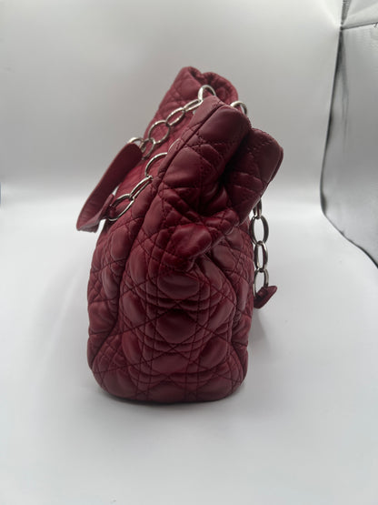 Christian Dior Cannage Soft Lambskin Shoulder Bag in Red