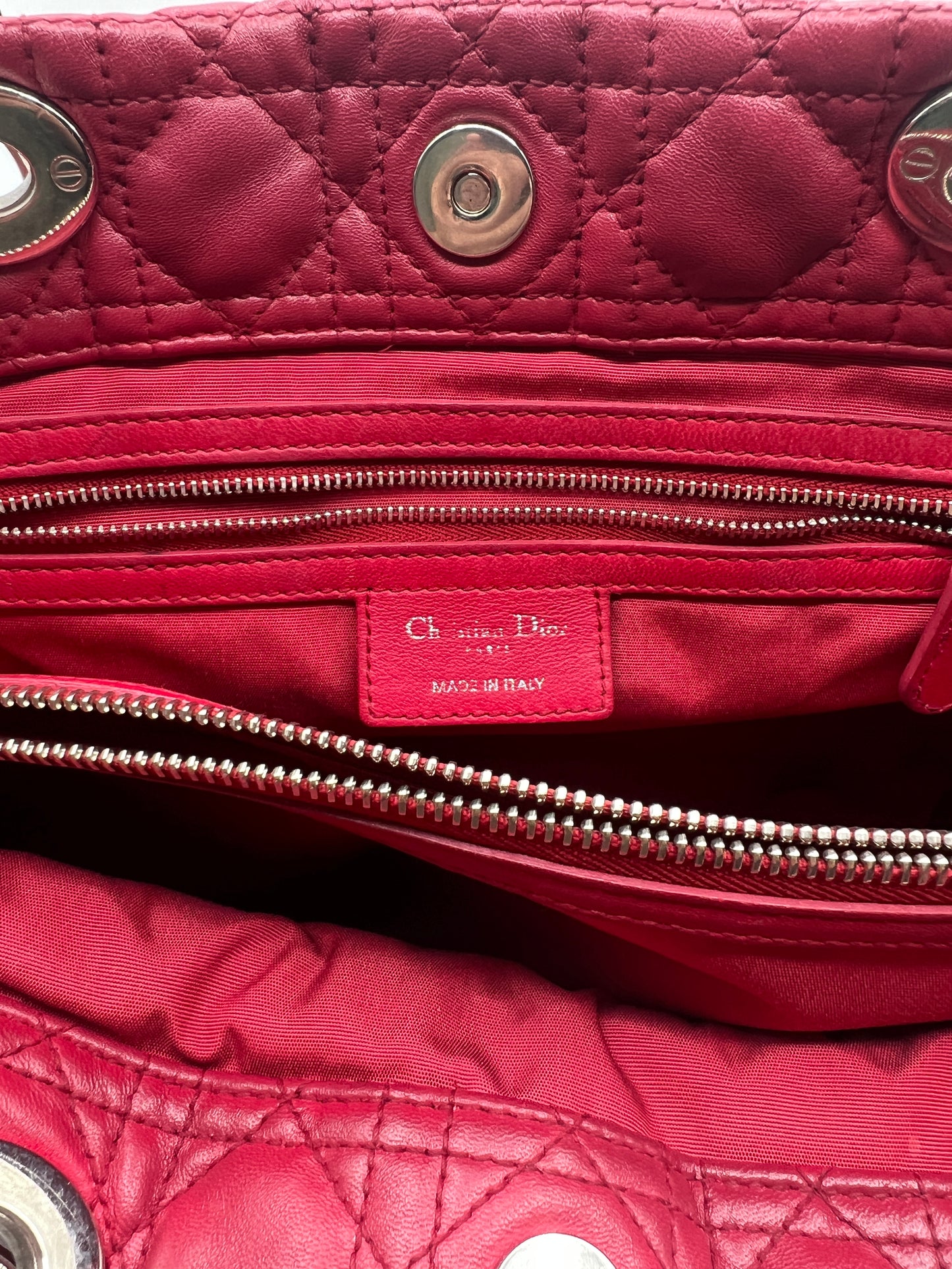 Christian Dior Cannage Soft Lambskin Shoulder Bag in Red