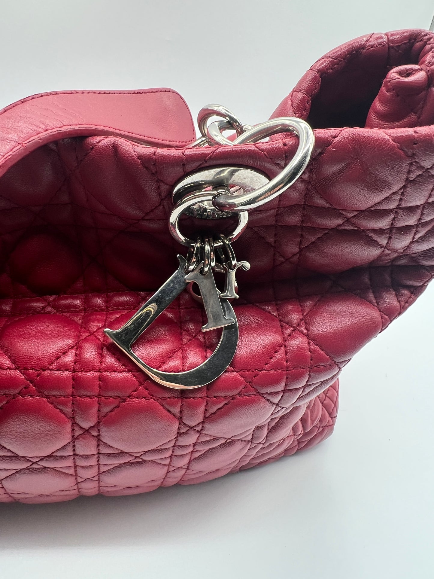 Christian Dior Cannage Soft Lambskin Shoulder Bag in Red