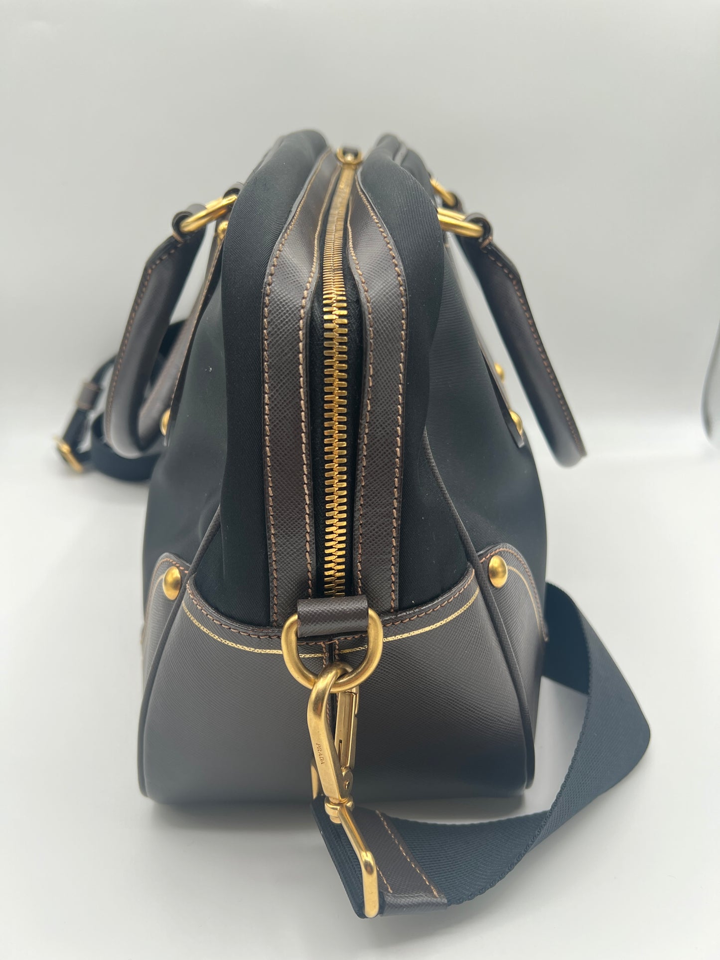 Prada Leather Bowler Bag – Black