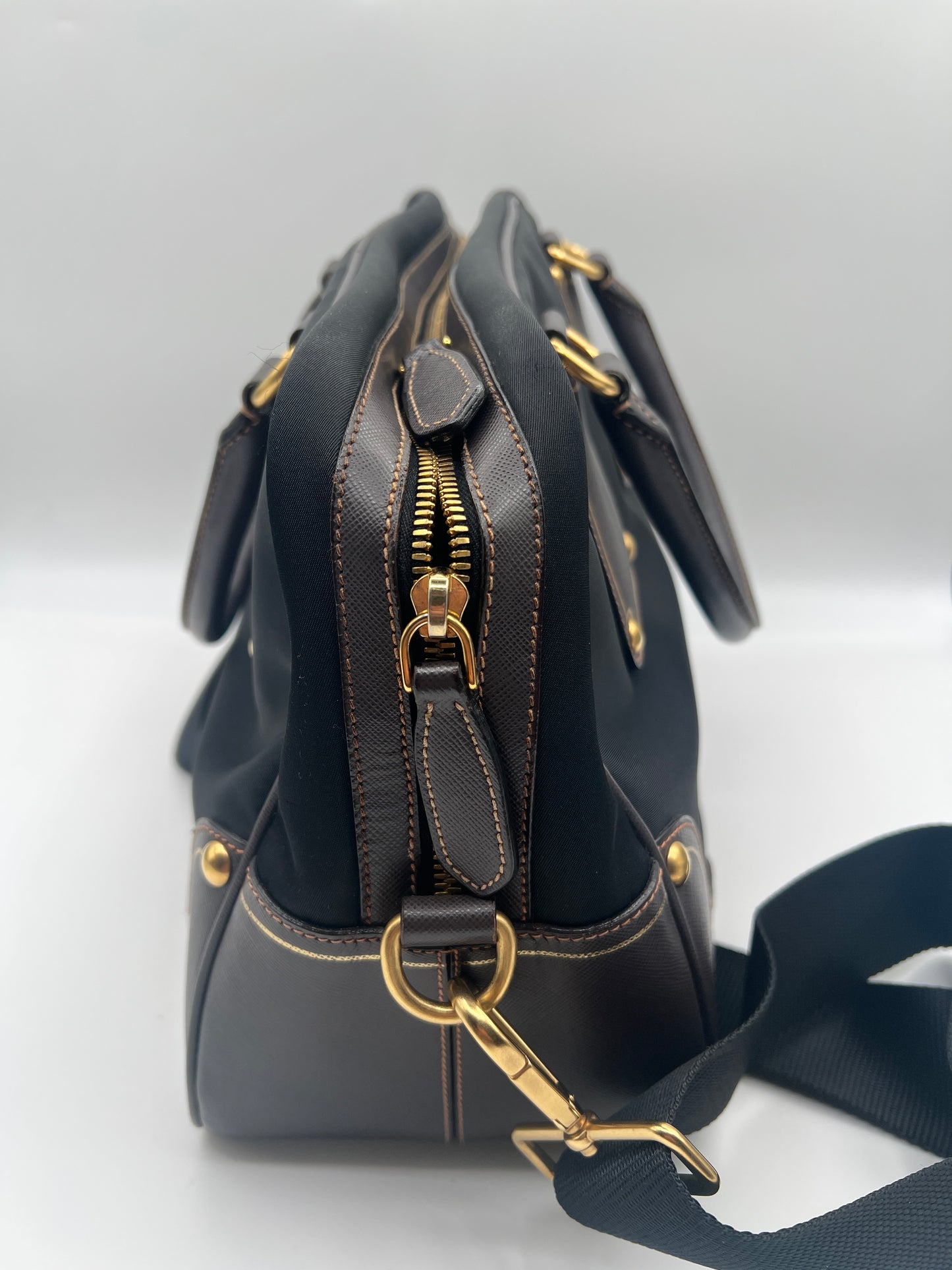 Prada Leather Bowler Bag – Black