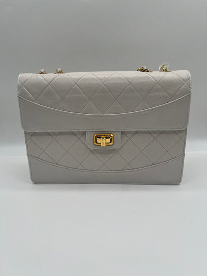 Chanel Classic Flap Bag in Off-White Quilted Leather