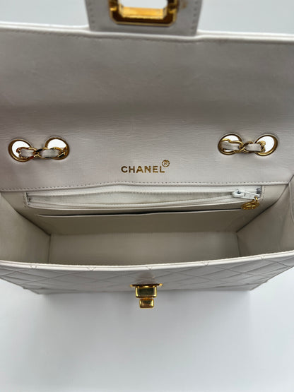 Chanel Classic Flap Bag in Off-White Quilted Leather