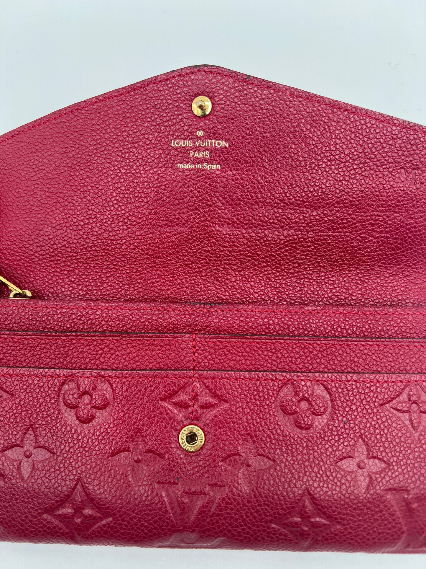 Louis Vuitton Sarah Long Wallet in Red Monogram Empreinte Leather