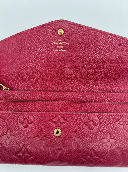 Louis Vuitton Sarah Long Wallet in Red Monogram Empreinte Leather