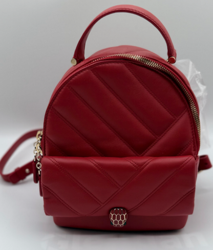 Bvlgari Serpenti Cabochon Quilted Leather Backpack – Red