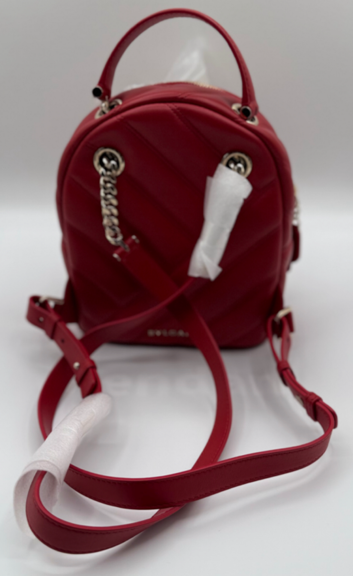 Bvlgari Serpenti Cabochon Quilted Leather Backpack – Red