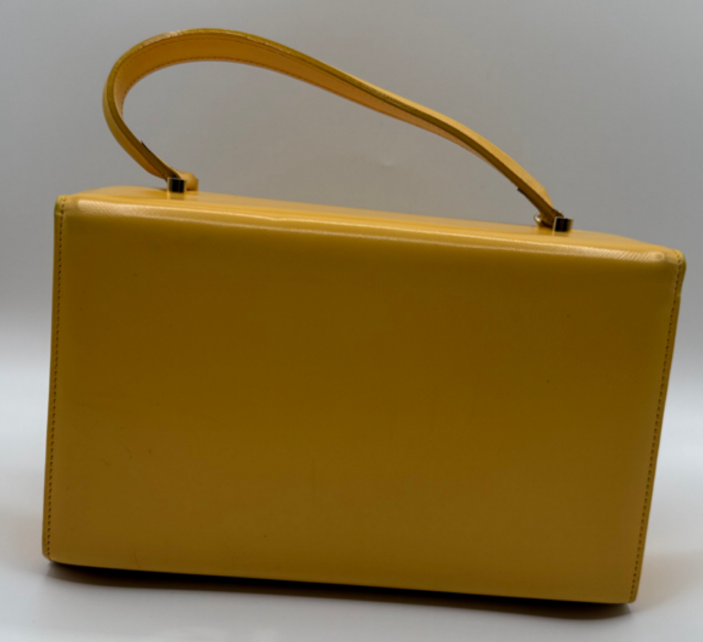 Gianni Versace Structured Leather Vanity Bag – Mustard Yellow