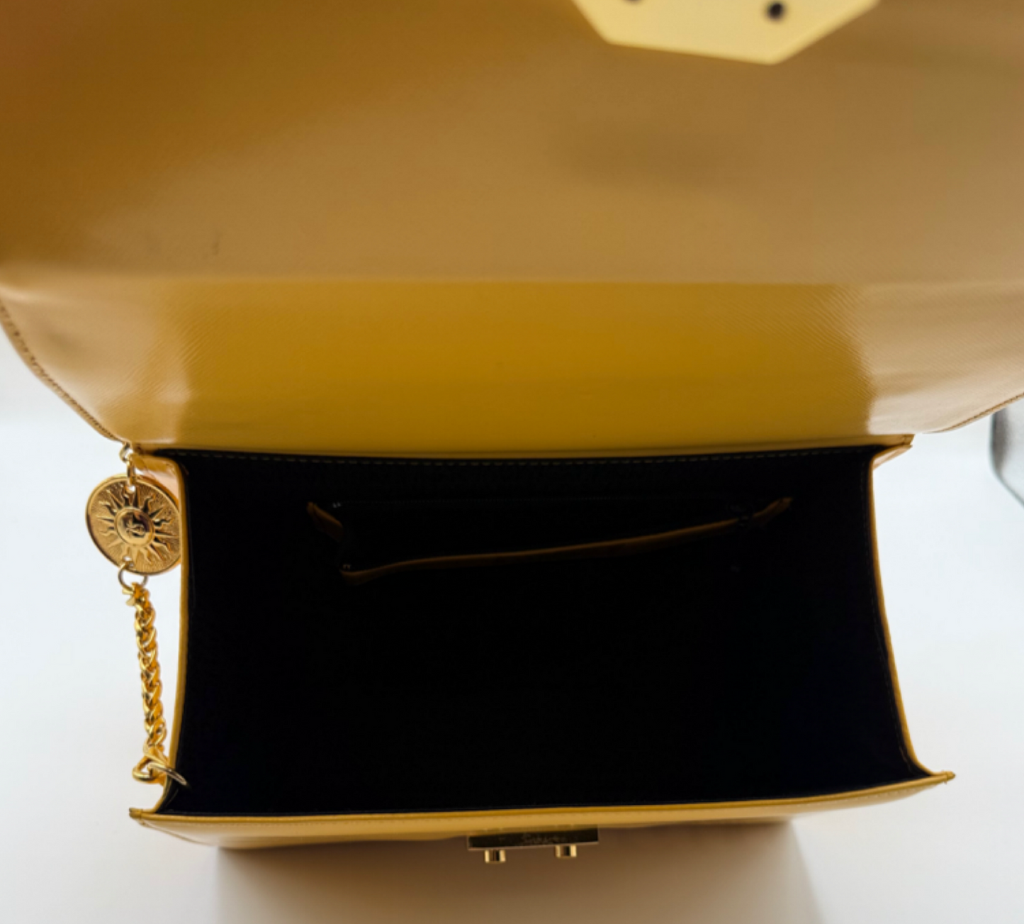 Gianni Versace Structured Leather Vanity Bag – Mustard Yellow