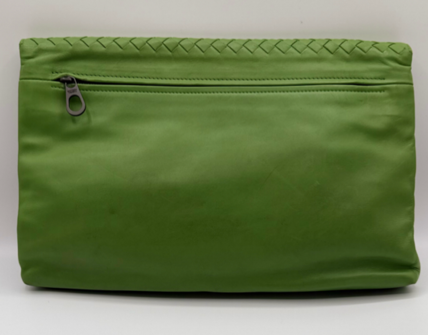 Bottega Veneta Intrecciato Green Leather Flap Clutch