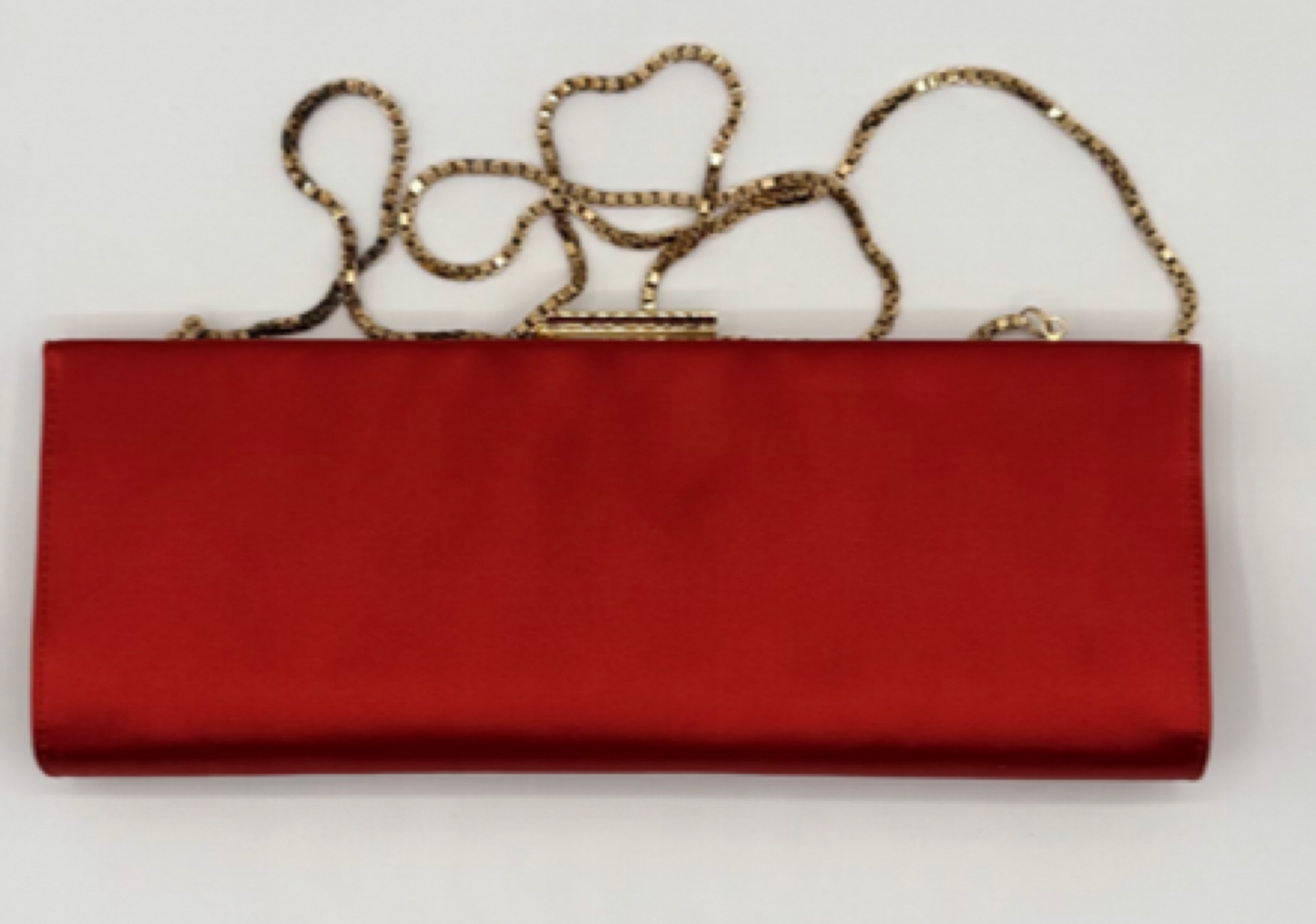 Salvatore Ferragamo Red Satin Clutch Bag