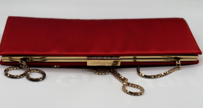 Salvatore Ferragamo Red Satin Clutch Bag