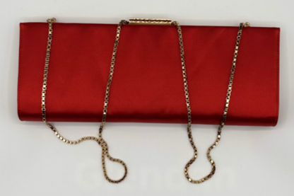 Salvatore Ferragamo Red Satin Clutch Bag