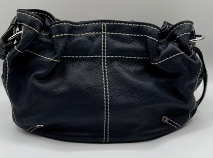 Tod's Black Leather Shoulder Bag with Contrast Stitching