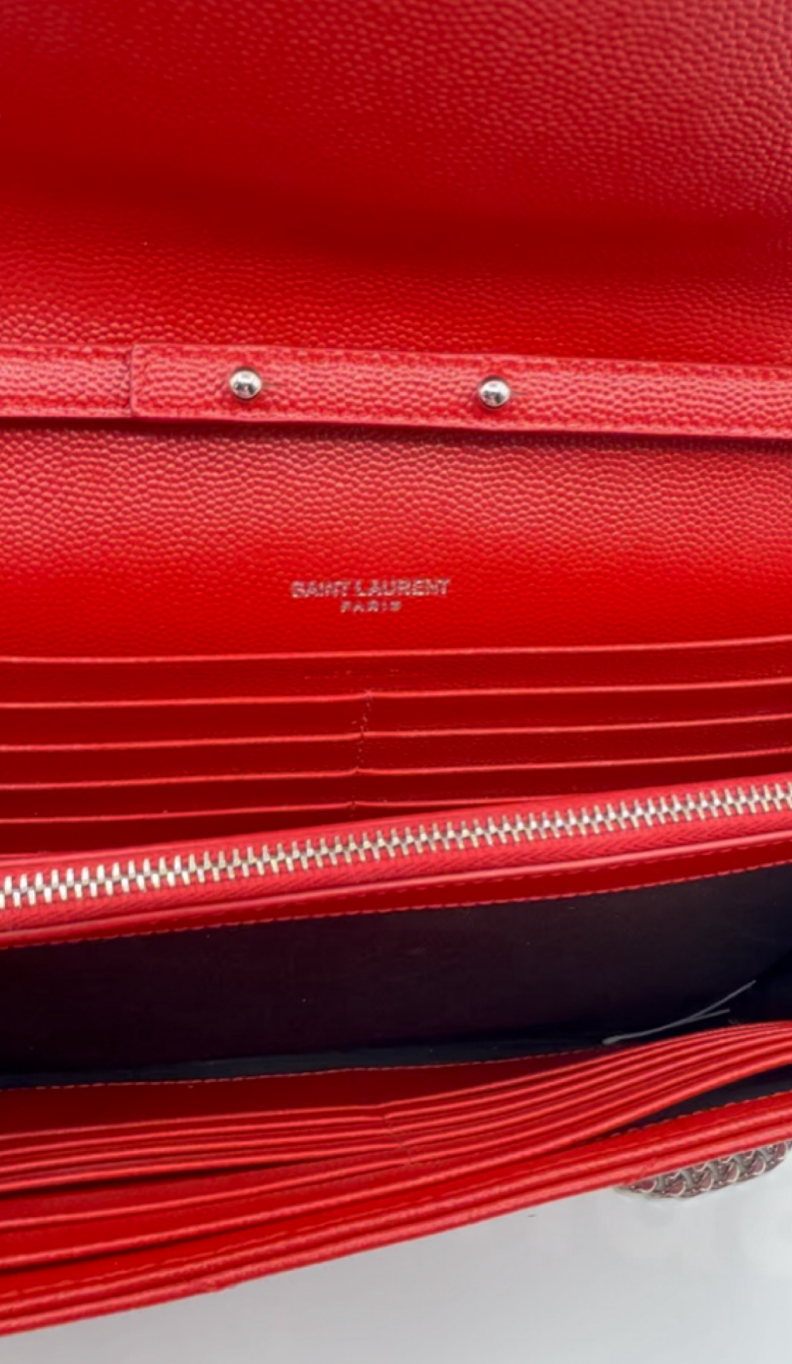 Saint Laurent Cassandre Envelope Chain Wallet – Red