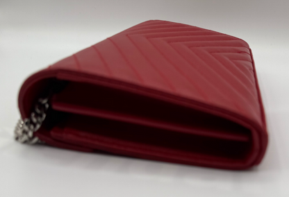 Saint Laurent Cassandre Envelope Chain Wallet – Red