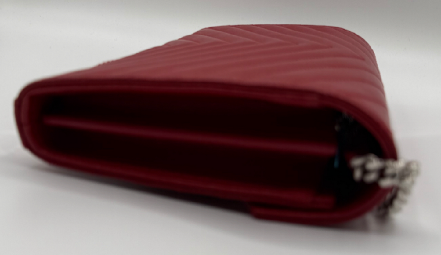 Saint Laurent Cassandre Envelope Chain Wallet – Red