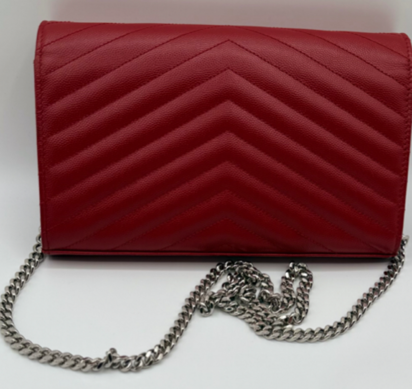 Saint Laurent Cassandre Envelope Chain Wallet – Red