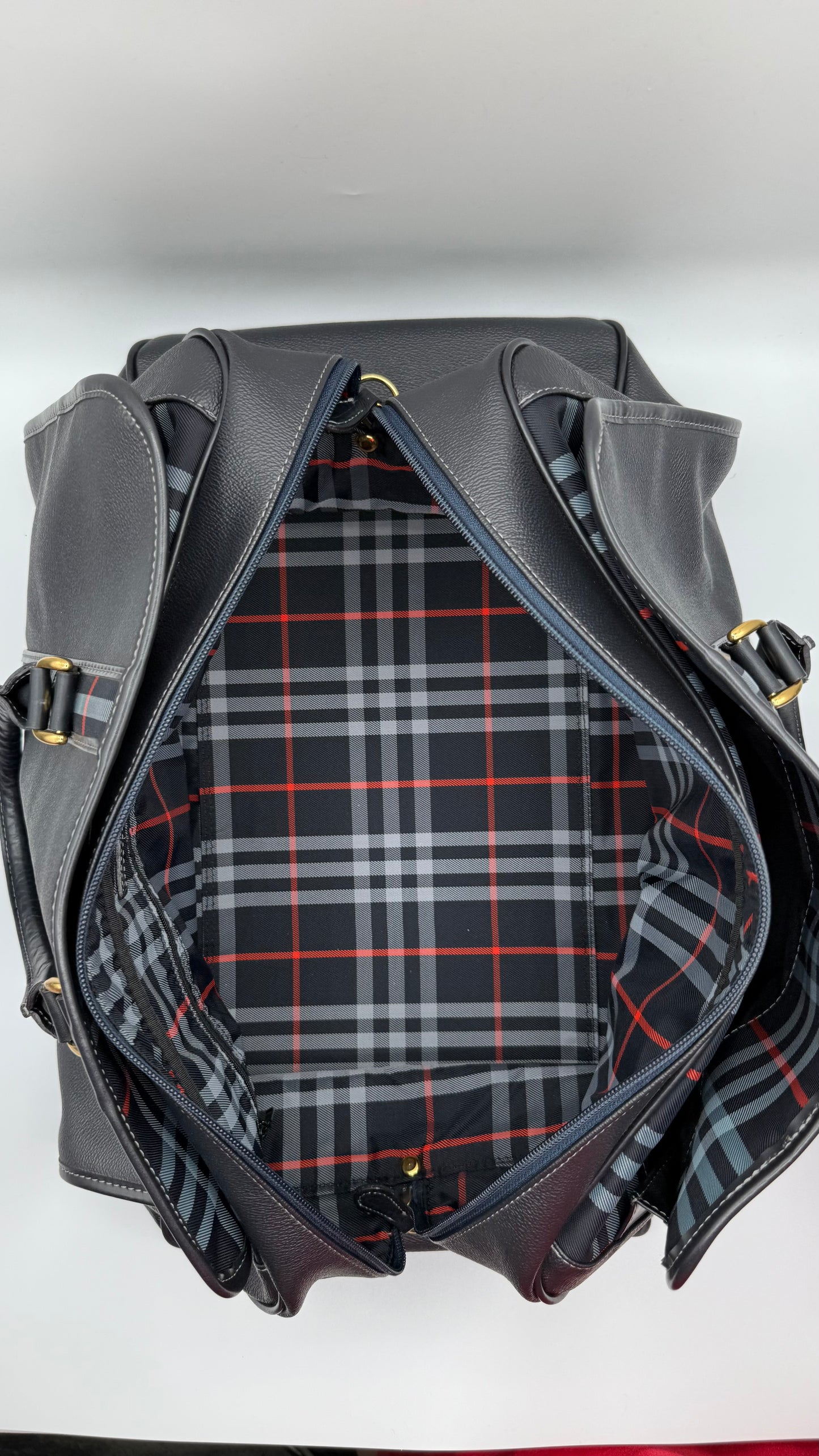 Burberry Black Grained Leather Travel Tote