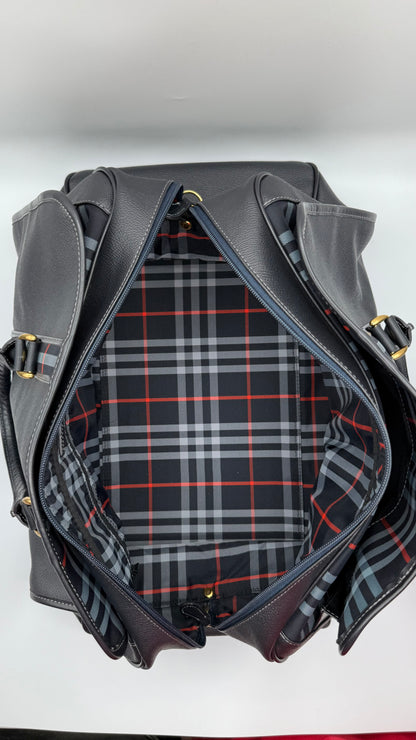 Burberry Black Grained Leather Travel Tote