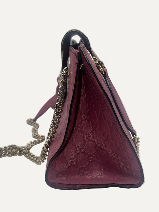 Gucci Pink Guccissima Leather Large Emily Chain Shoulder Bag