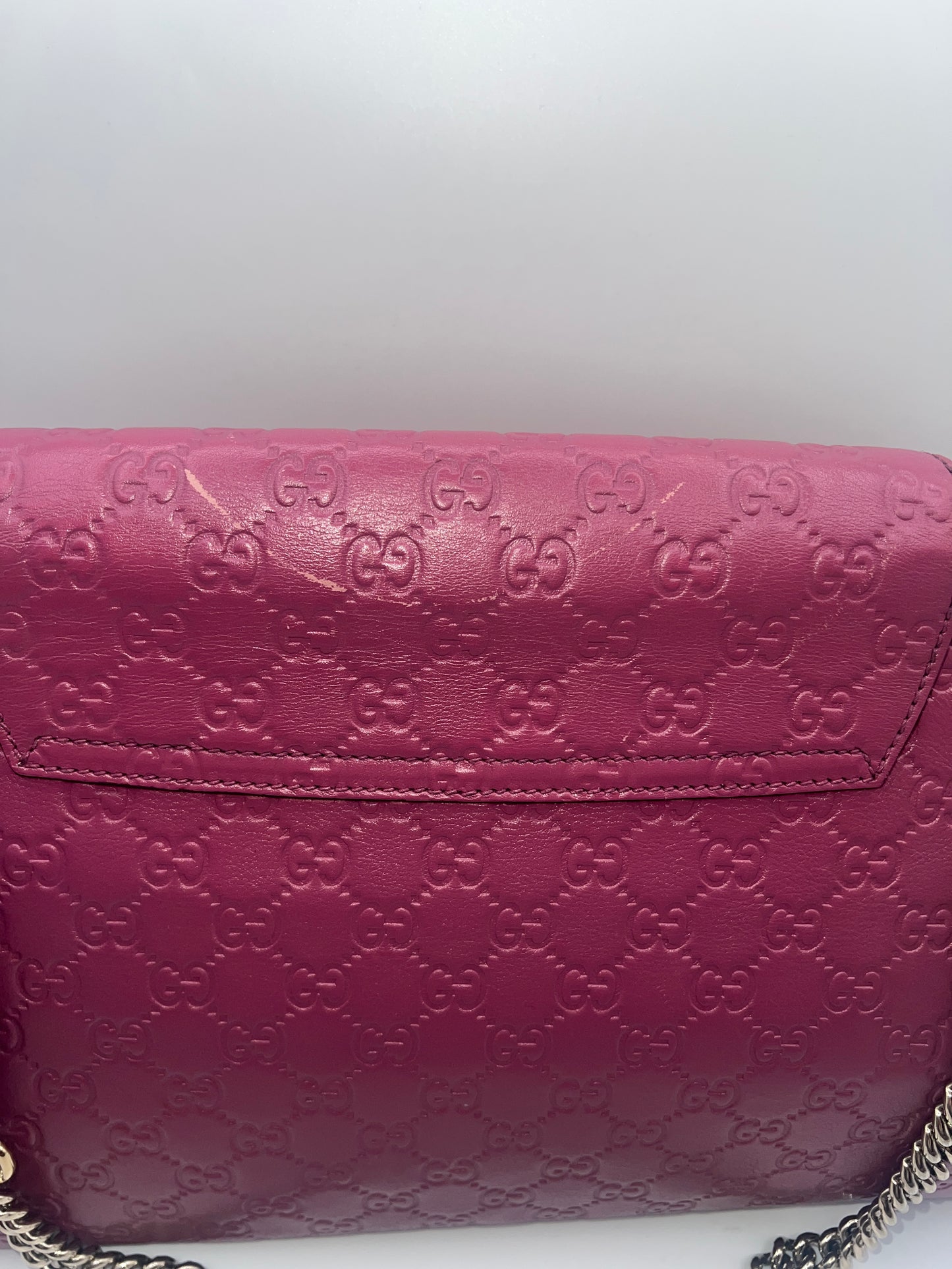 Gucci Pink Guccissima Leather Large Emily Chain Shoulder Bag