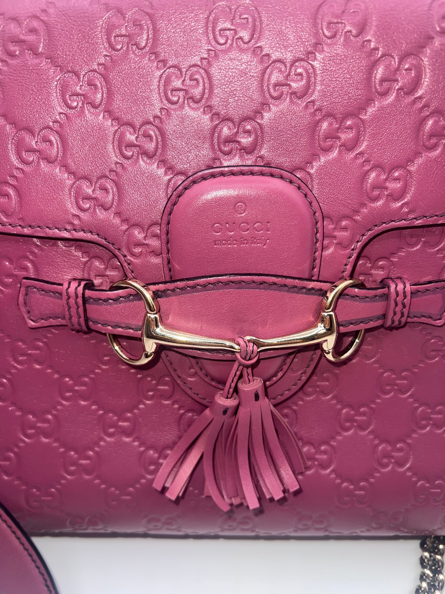 Gucci Pink Guccissima Leather Large Emily Chain Shoulder Bag