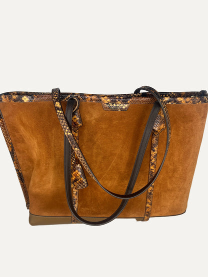 Tory Burch Suede & Snake-Embossed Leather Tote Bag